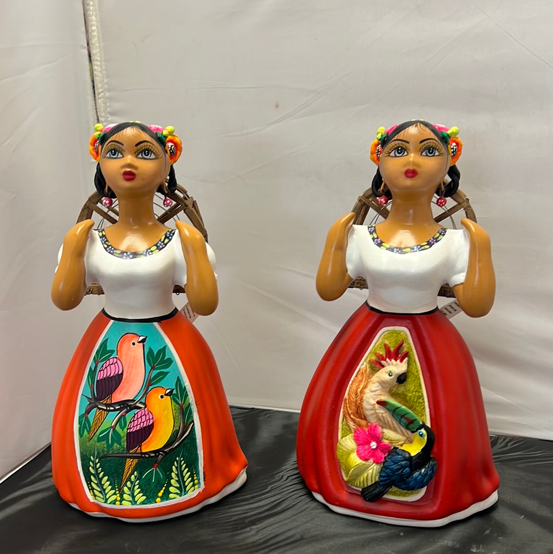 Lupita  Mexican Ceramic Doll Birds