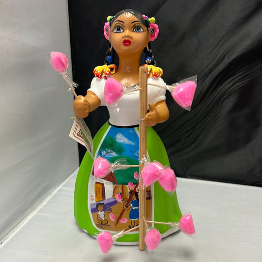 Lupita NAVARRO Mexican Ceramic Doll  Cotton candy