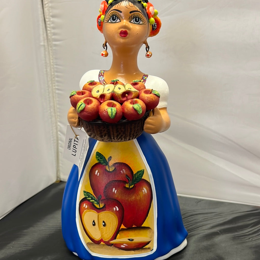 Lupita  NAVARRO Mexican Ceramic Doll  with Apple Basket )