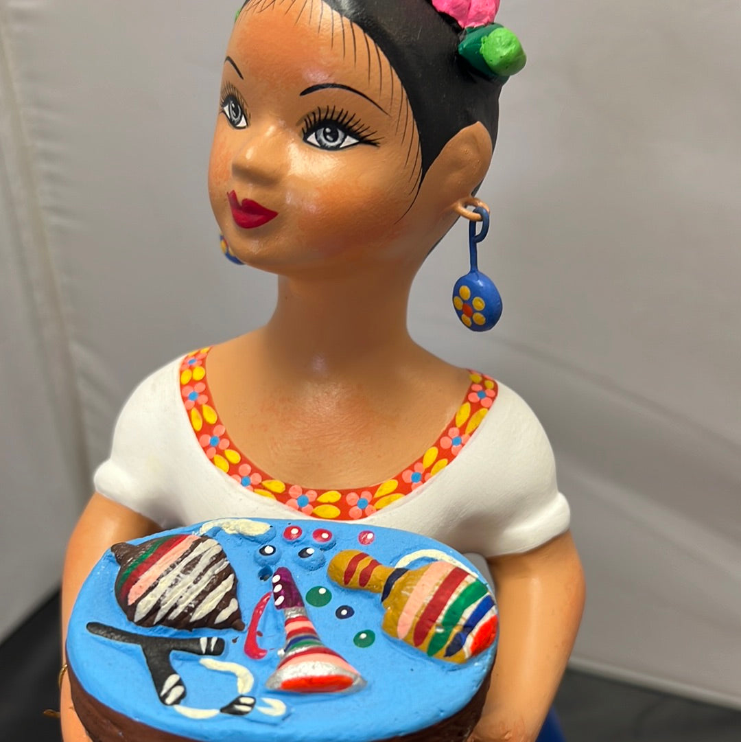 Lupita Mexican Ceramic Doll  candy Basket