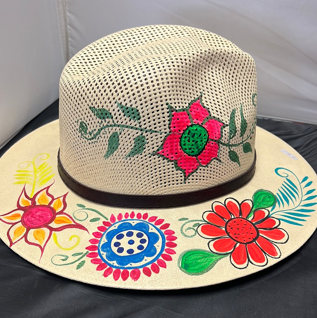 Acrylic  Mexican Hand painted  with flowers