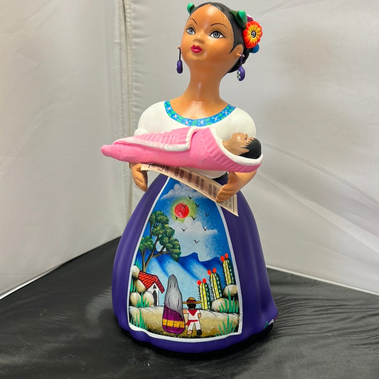Lupita  Mexican Ceramic Doll with baby