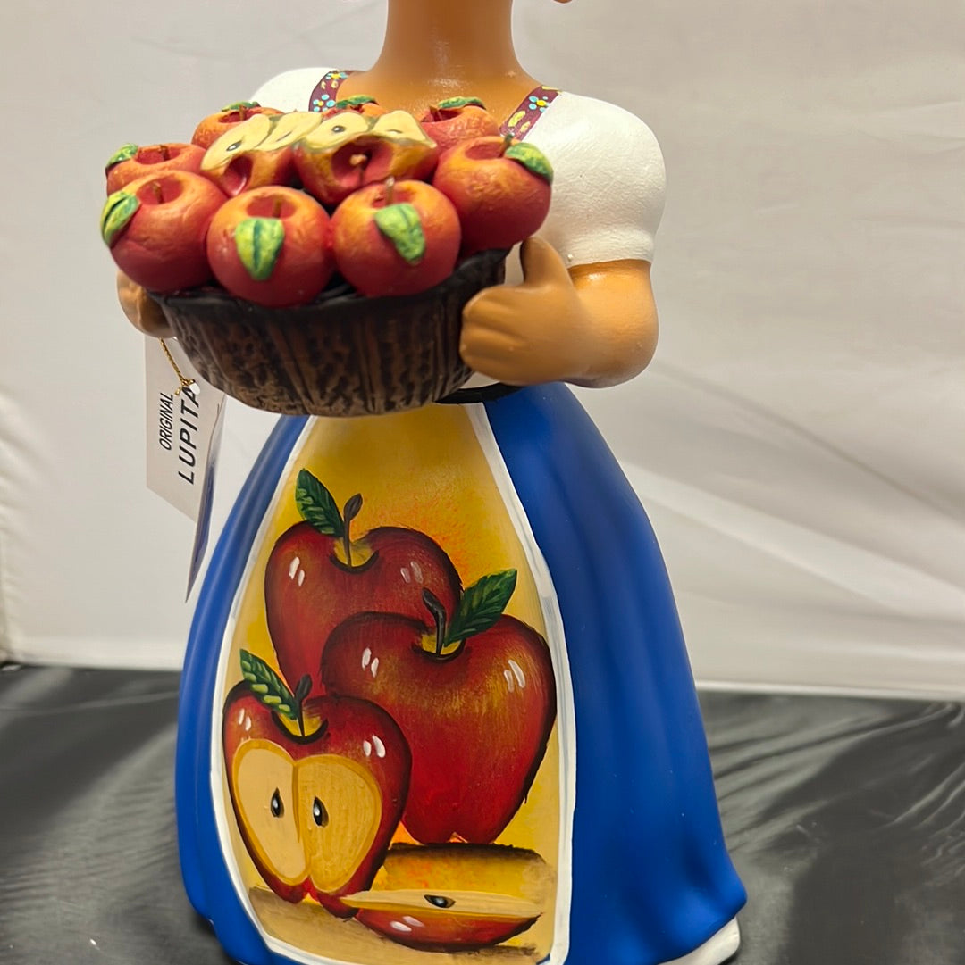 Lupita  NAVARRO Mexican Ceramic Doll  with Apple Basket )