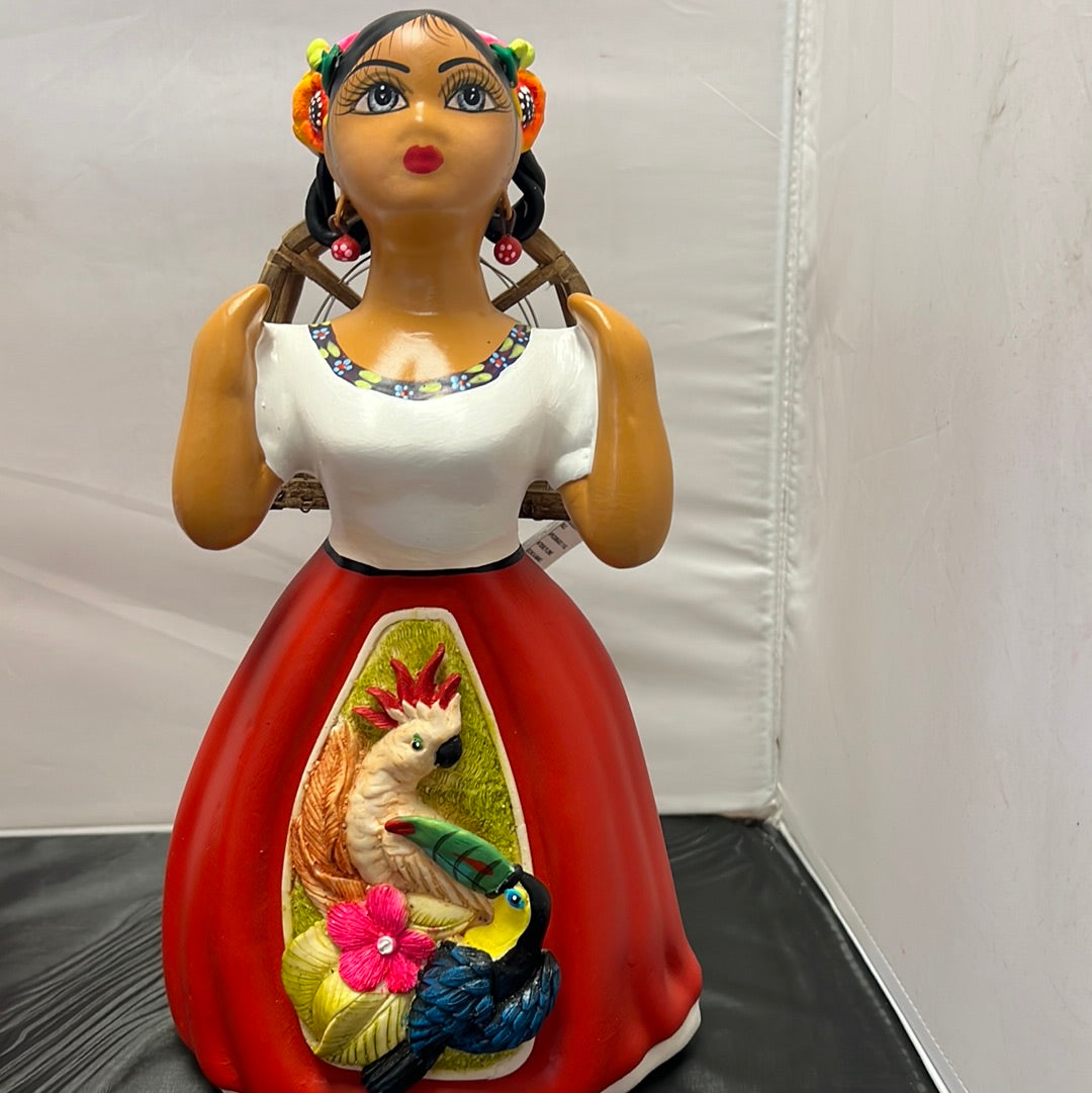 Lupita  Mexican Ceramic Doll Birds