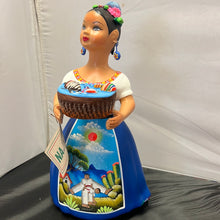 Cargar imagen en el visor de la galería, Lupita Mexican Ceramic Doll  candy Basket
