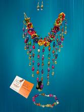 Load image into Gallery viewer, Mexican Jewelry Palm tree Set (3 Pieces) Flowers and beads
