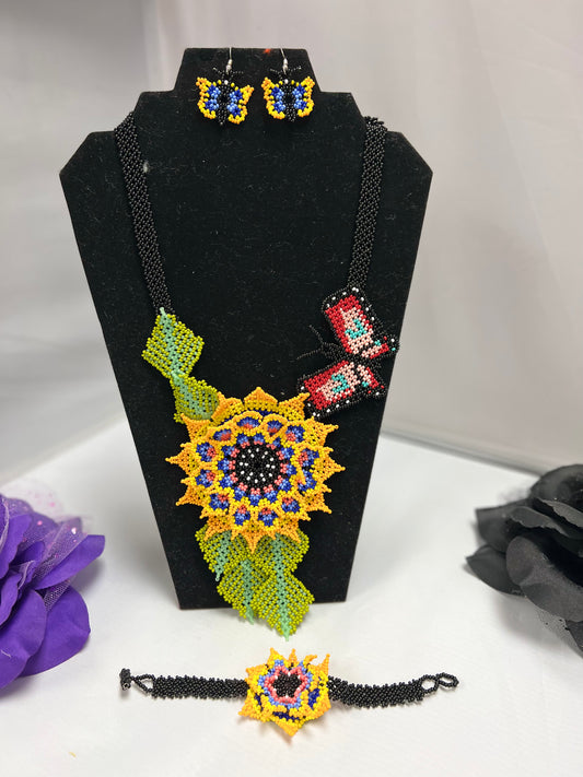 Mexican Chaquira Jewelry Set (3 Pieces) Butterfly