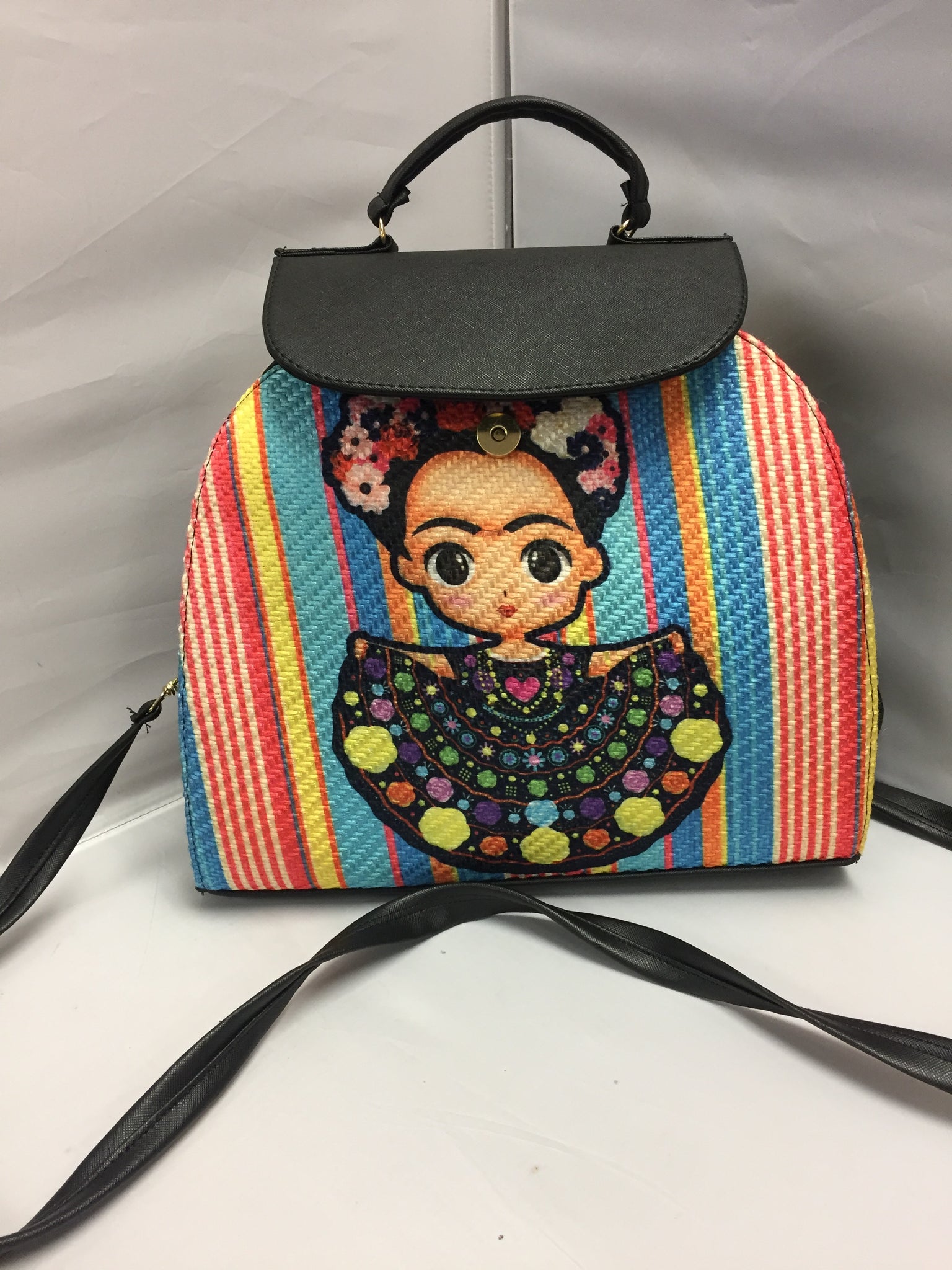 frida kahlo mini backpack Cartoon Licensed Cute (Black) Mini Mochila Frida Kahlo Cartoon