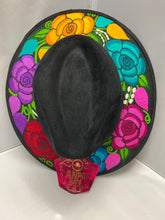 Load image into Gallery viewer, Black Suede Hat with  Embroidered Flowers SOLD
