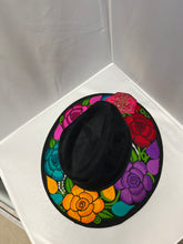 Load image into Gallery viewer, Black Suede Hat with  Embroidered Flowers SOLD
