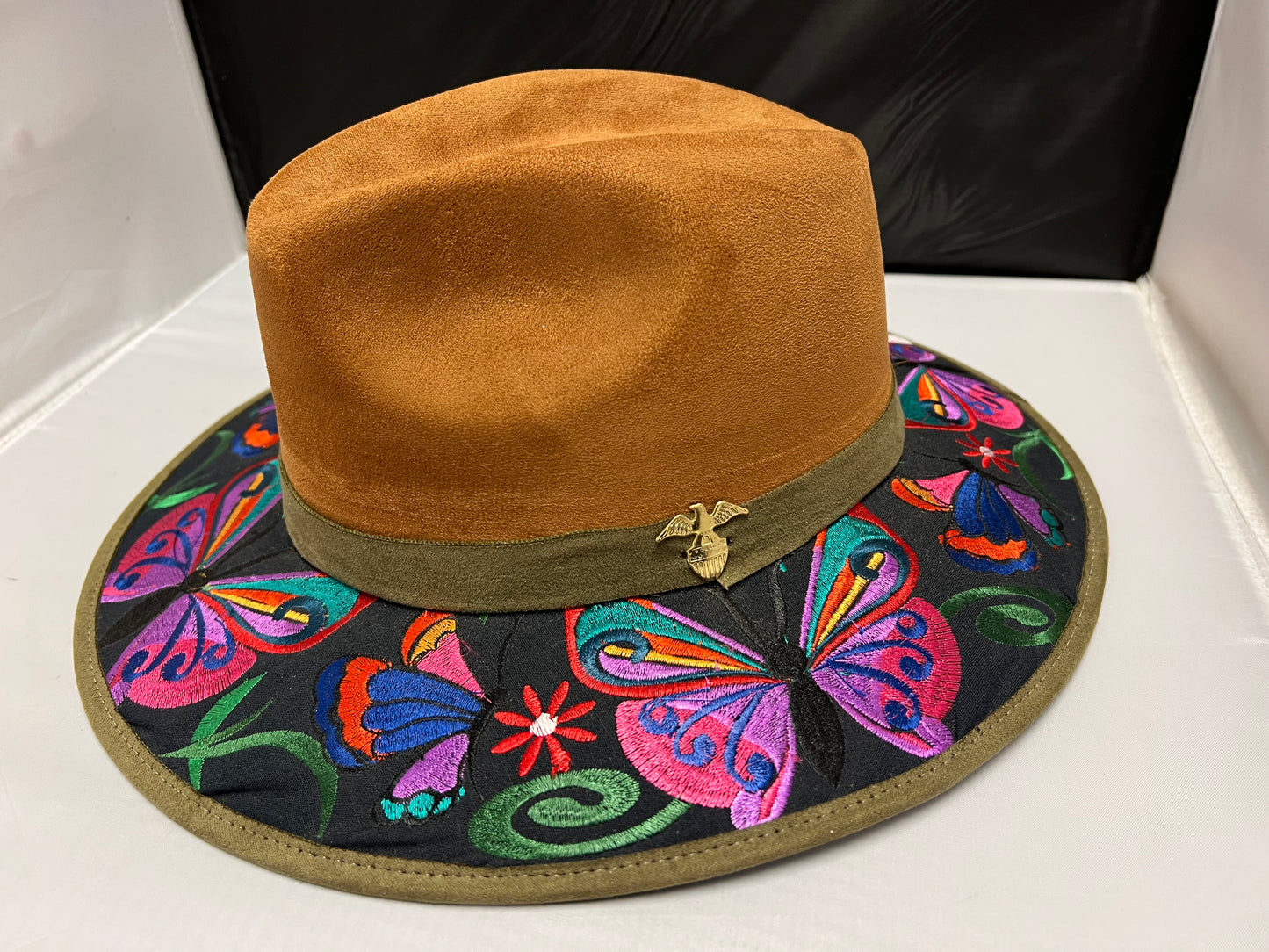 Suede Hat with Butterfly design