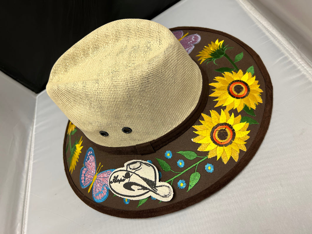 Acrylic Hat with Embroidery SunFlower Design SOLD