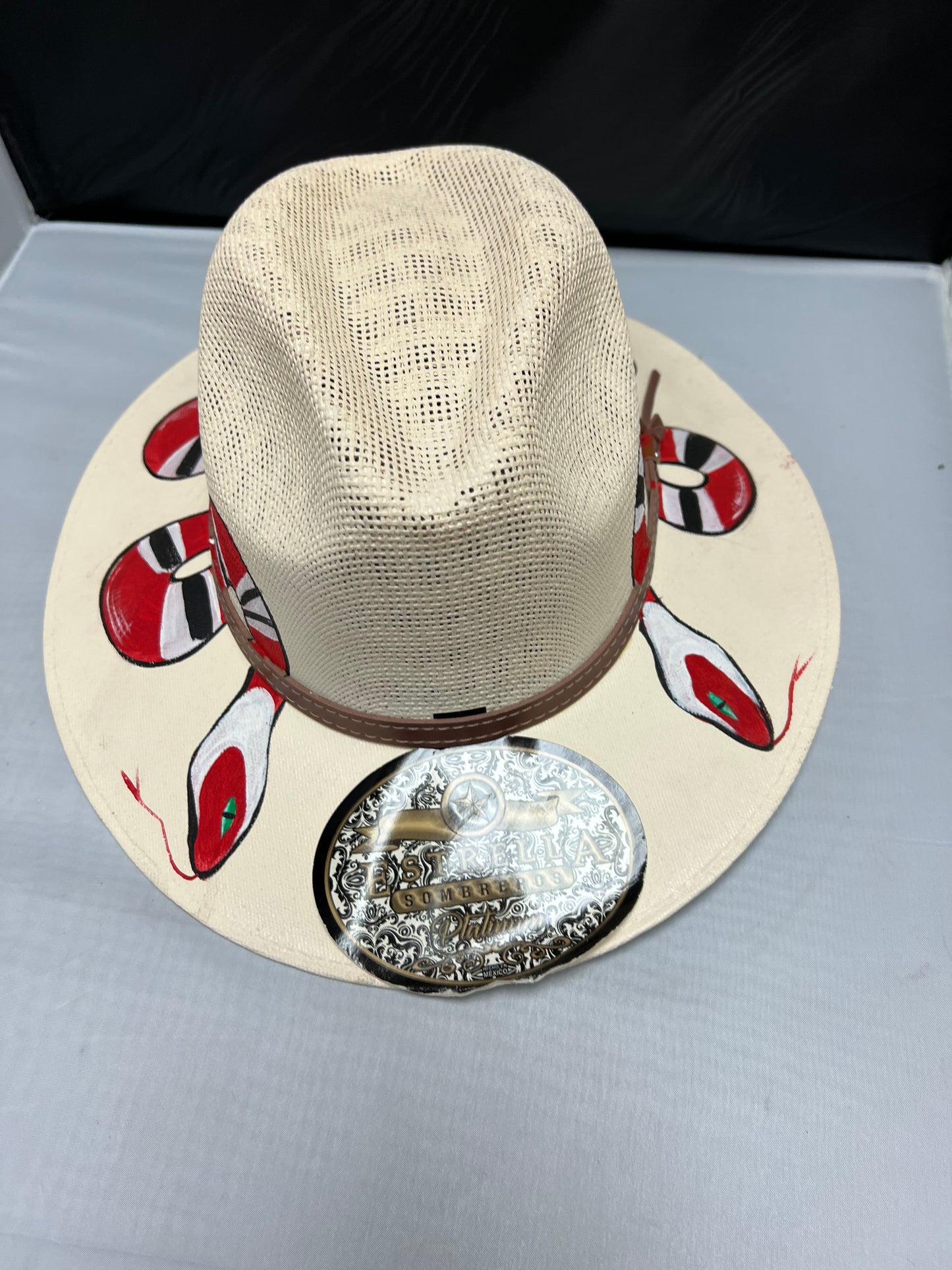Acrylic  Mexican Hat with Red Snake   Design