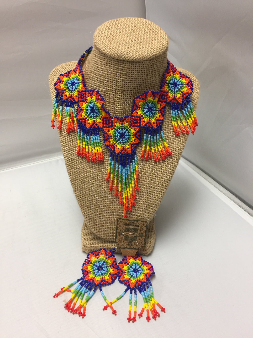 Set of Earrings and Necklace Huichol