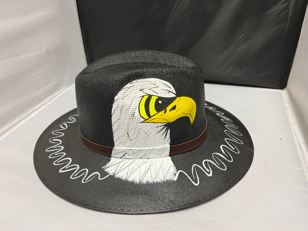 Beautiful  Acrylic  Mexican Hand painted Hat  with Eagle  Design ONLY ONE LEFT