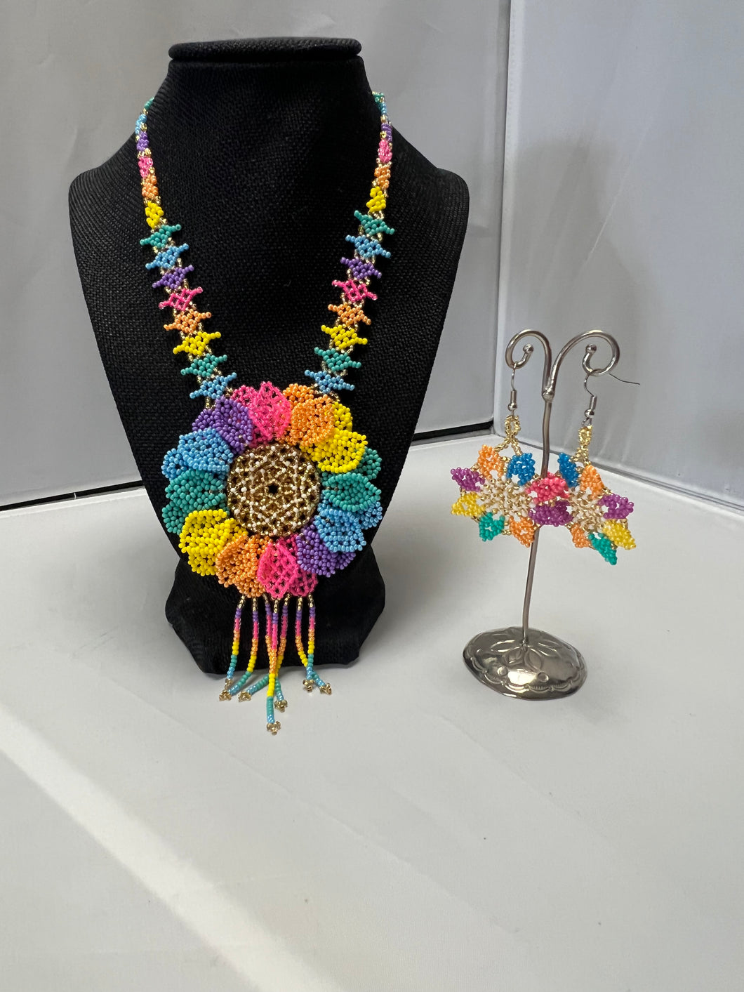Beautiful Chaquira Flower Design  Set