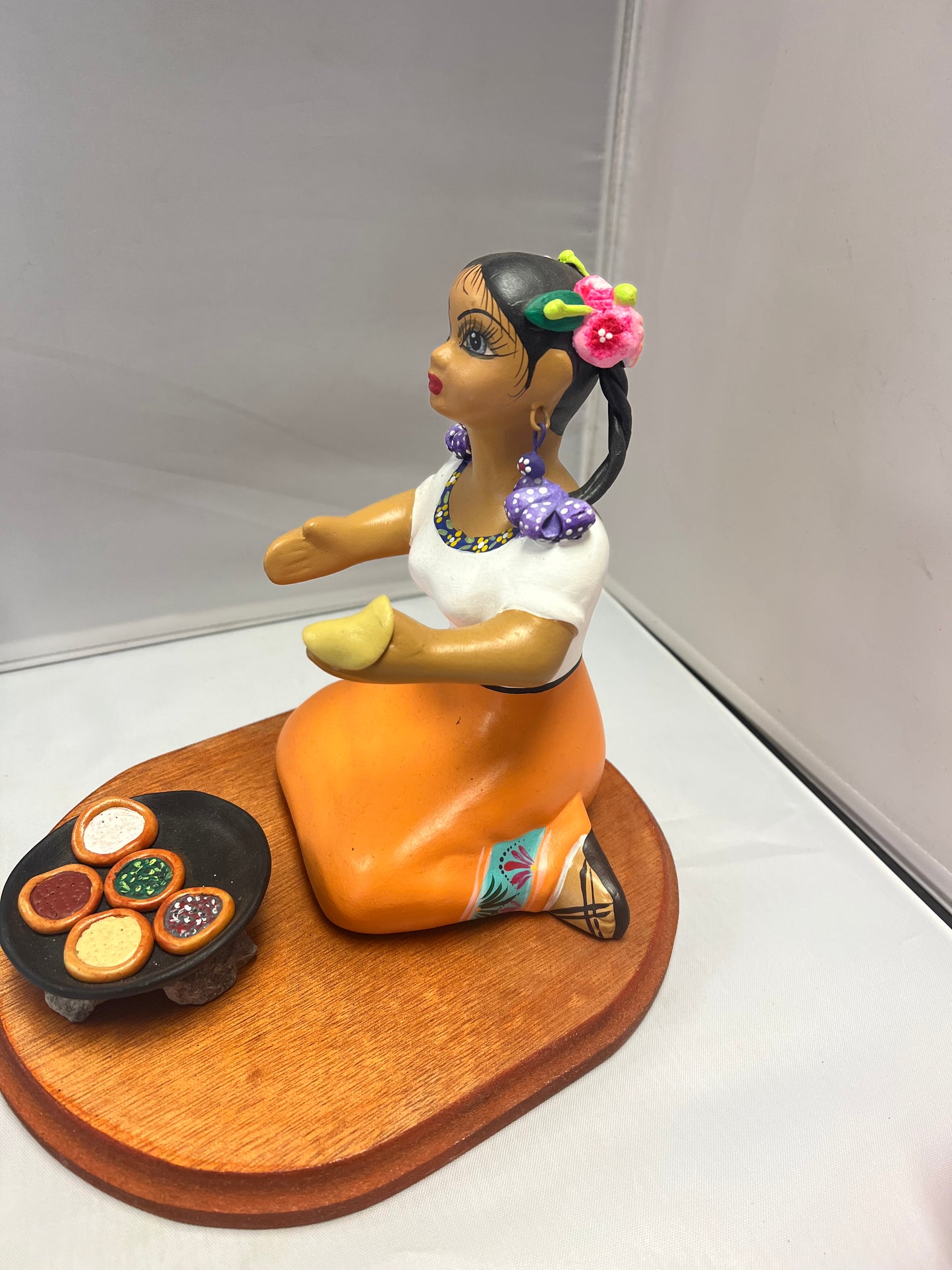 Lupita NAVARRO  Mexican Ceramic Doll Making Tortillas