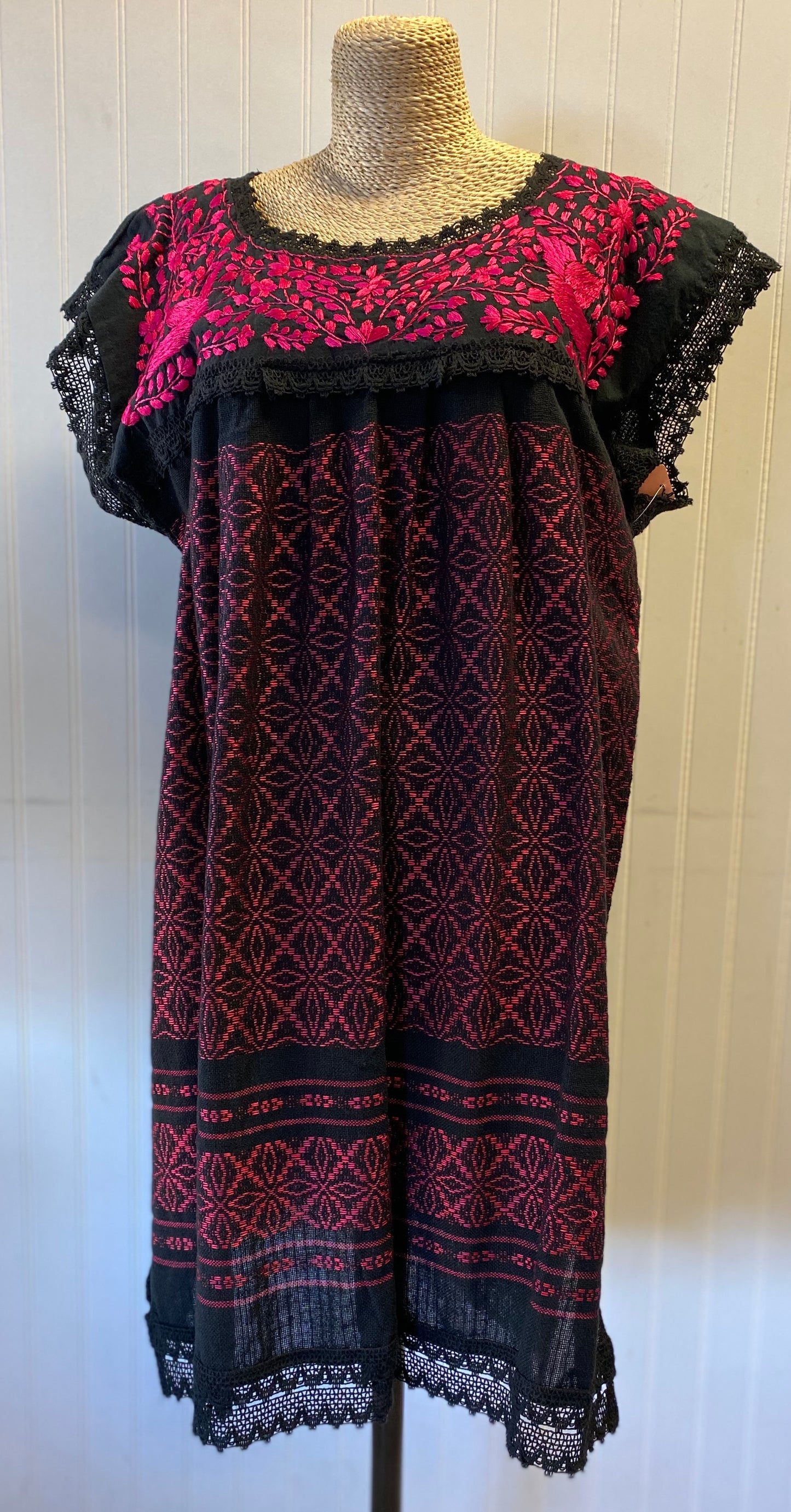 Silk  thread embroidered  Huipil