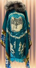 Cargar imagen en el visor de la galería, Wool Poncho with fur /regular Hoodie SOLD OUT
