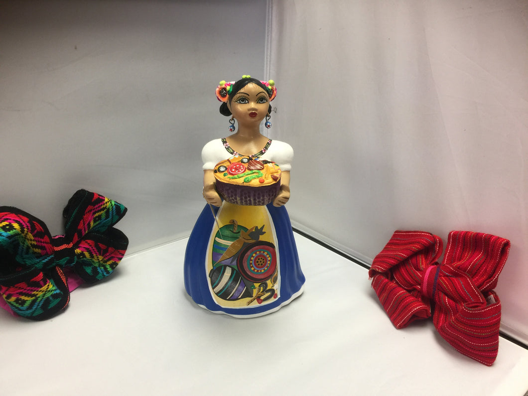 Lupita NAVARRO  Mexican Ceramic Doll TOYS  with blue dress SOLD