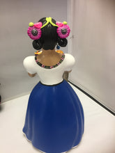 Load image into Gallery viewer, Lupita NAVARRO  Mexican Ceramic Doll TOYS  with blue dress SOLD

