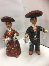 Cargar imagen en el visor de la galería, Lupita Mexican Ceramic Doll Charros con Traje Cafe y Negro SOLD
