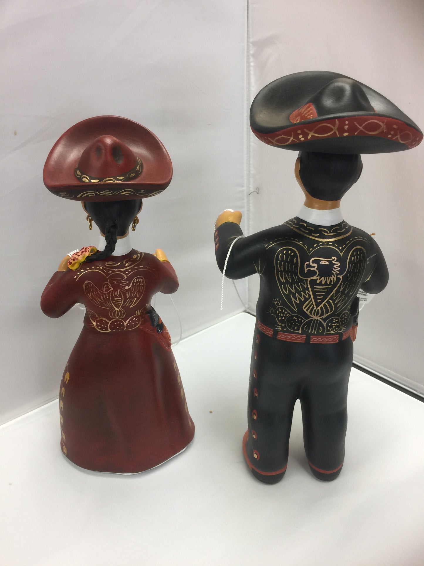 Lupita Mexican Ceramic Doll Charros con Traje Cafe y Negro SOLD
