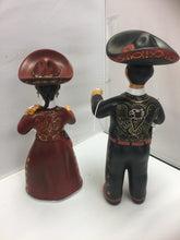 Cargar imagen en el visor de la galería, Lupita Mexican Ceramic Doll Charros con Traje Cafe y Negro SOLD
