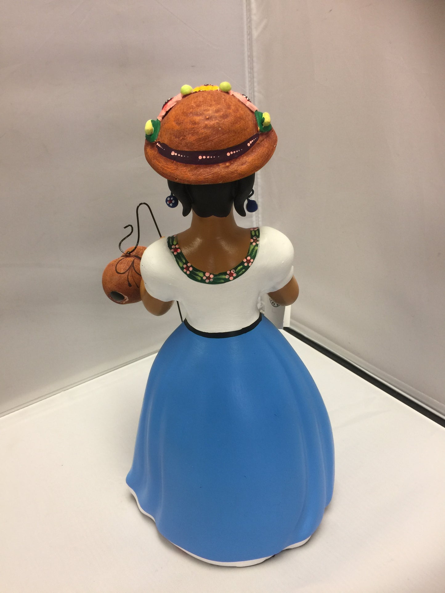 Lupita NAVARRO Mexican Ceramic Doll Shepherdess with blue Dress
