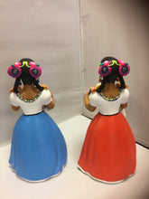 Load image into Gallery viewer, Lupita NAVARRO  Mexican Ceramic Doll Bread basket either   Red or Blue dress SOLD
