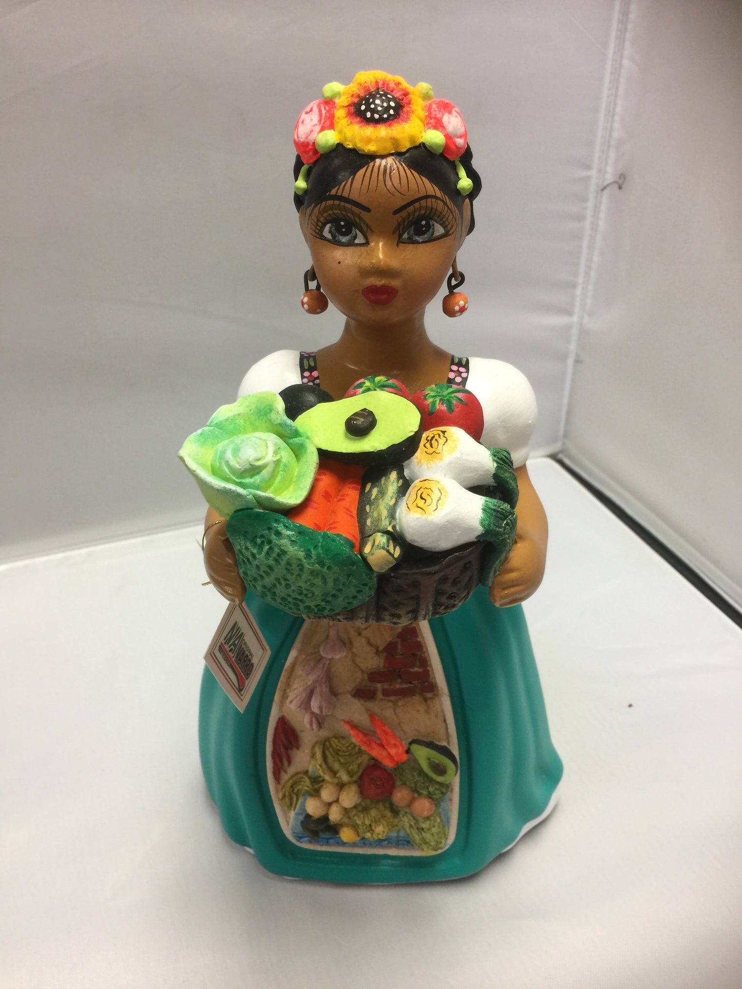 Lupita  Mexican Ceramic Doll  with  Vegetables Basket SOLD