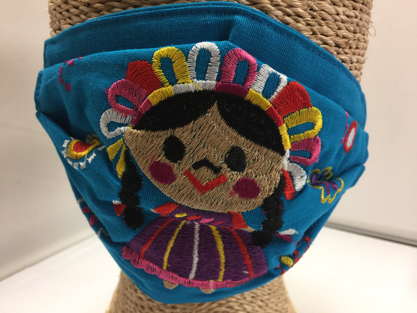Embroidered Mexican Doll Facemask