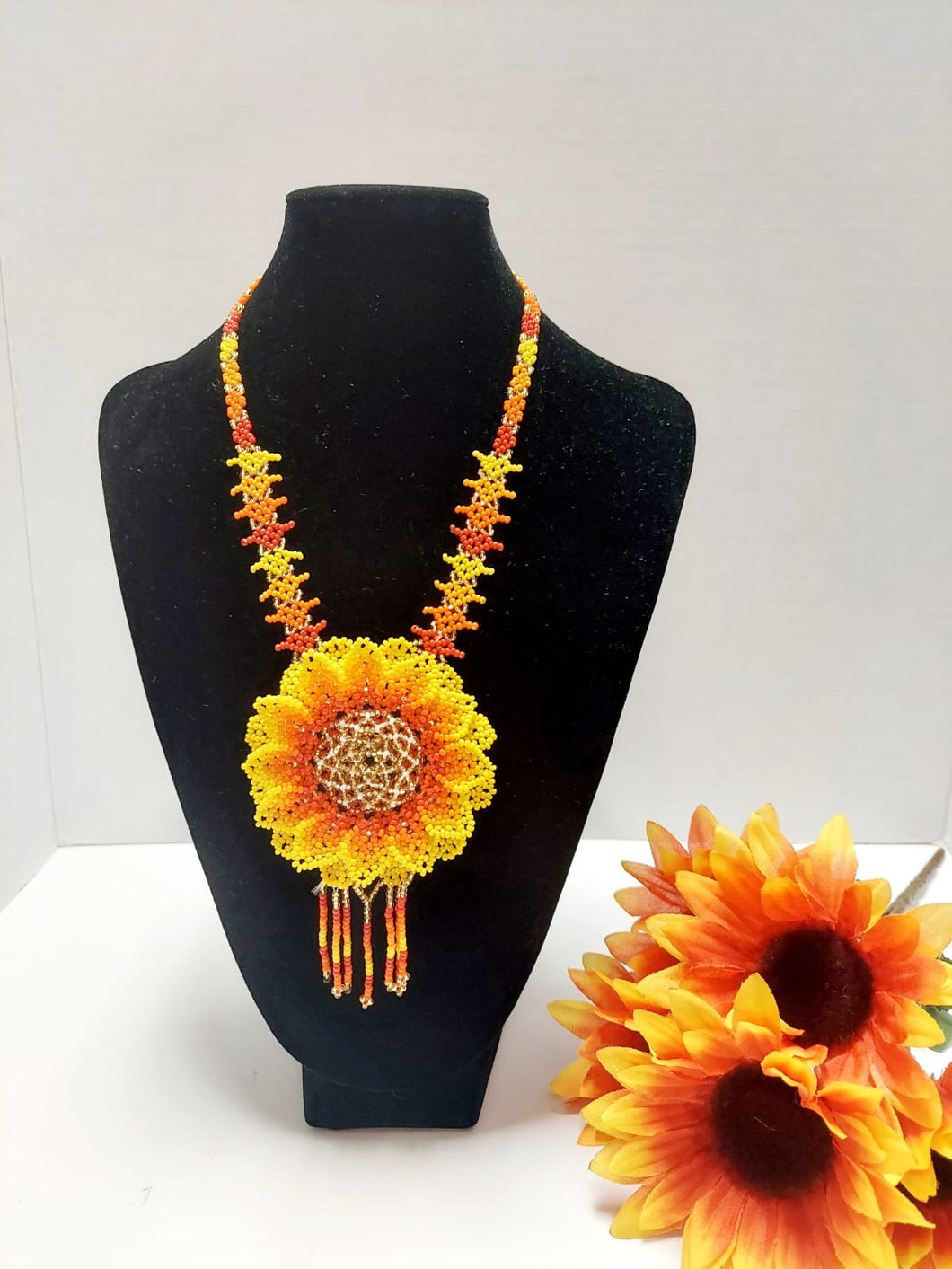 Sunflower  Chaquira Necklace